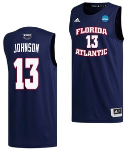 Jack Johnson 13 FAU Owls 2023 March Madness Basketball Men Jersey- Navy
