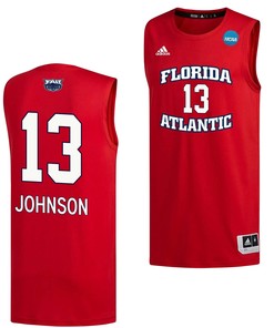 Jack Johnson 13 FAU Owls 2023 March Madness Basketball Men Jersey- Red