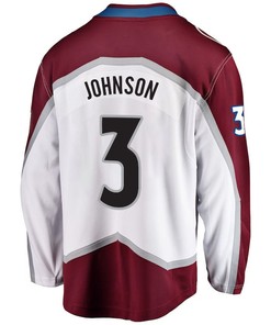 Jack Johnson 3 Colorado Avalanche Stanley Cup 2023 Playoffs Patch Away Breakaway Men Jersey - White