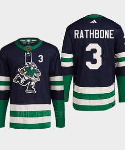 Jack Rathbone 3 Reverse Retro 2.0 2022 Vancouver Canucks Navy Jersey Primegreen
