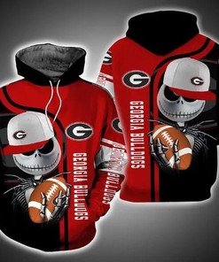 Jack Skellington Hold Ball Georgia Bulldogs 3D Hoodie NCAA Cheer Gifts