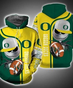 Jack Skellington Hold Ball Oregon Ducks 3D Hoodie Oregon Ducks Fans Gift