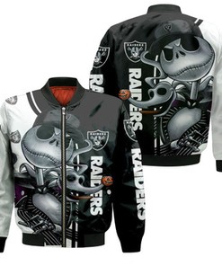 Jack Skellington Las Vegas Raiders 3D Jersey Bomber Jacket