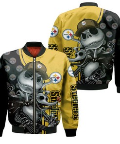 Jack Skellington Pittsburgh Steelers 3D Jersey Bomber Jacket
