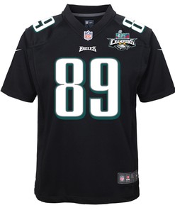 Jack Stoll 89 Philadelphia Eagles Super Bowl LVII Champions 2 Stars Youth Game Jersey - Black