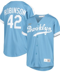 Jackie Robinson Brooklyn Dodgers Alternate Cooperstown Collection Player Jersey - Light Blue Mlb