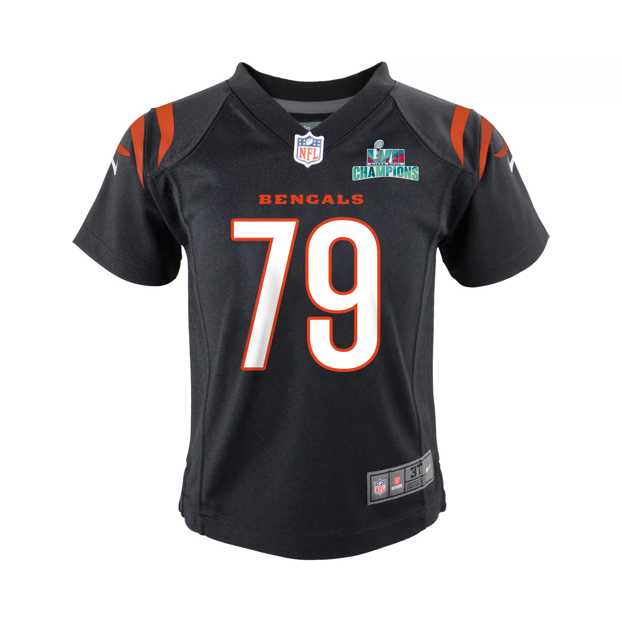 Jackson Carman 79 Cincinnati Bengals Super Bowl LVII Champions Youth Game Jersey - Black