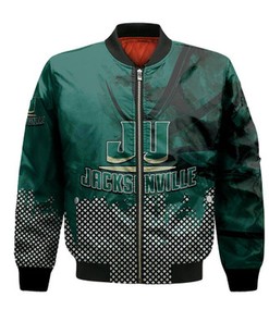 Jacksonville Dolphins Bomber Jacket Basketball Net Grunge Pattern- NCAA