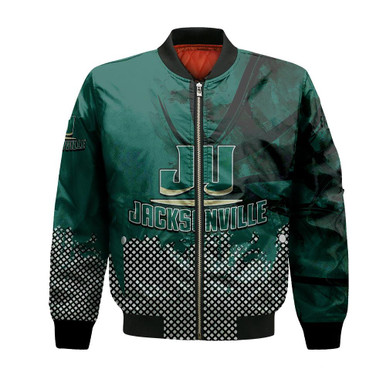 Jacksonville Dolphins Bomber Jacket Basketball Net Grunge Pattern- NCAA