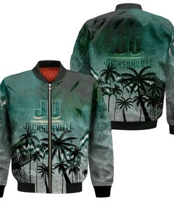 Jacksonville Dolphins Bomber Jacket Coconut Tree Tropical Grunge - NCAA