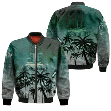 Jacksonville Dolphins Bomber Jacket Coconut Tree Tropical Grunge - NCAA