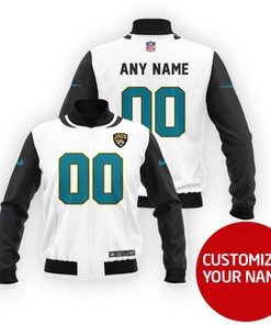 Jacksonville Jaguars #00 Personalized White Jersey Style Gift With Custom Number Name For Jaguars Fans Bomber Jacket