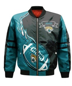 Jacksonville Jaguars Bomber Jacket Flame Ball - NFL