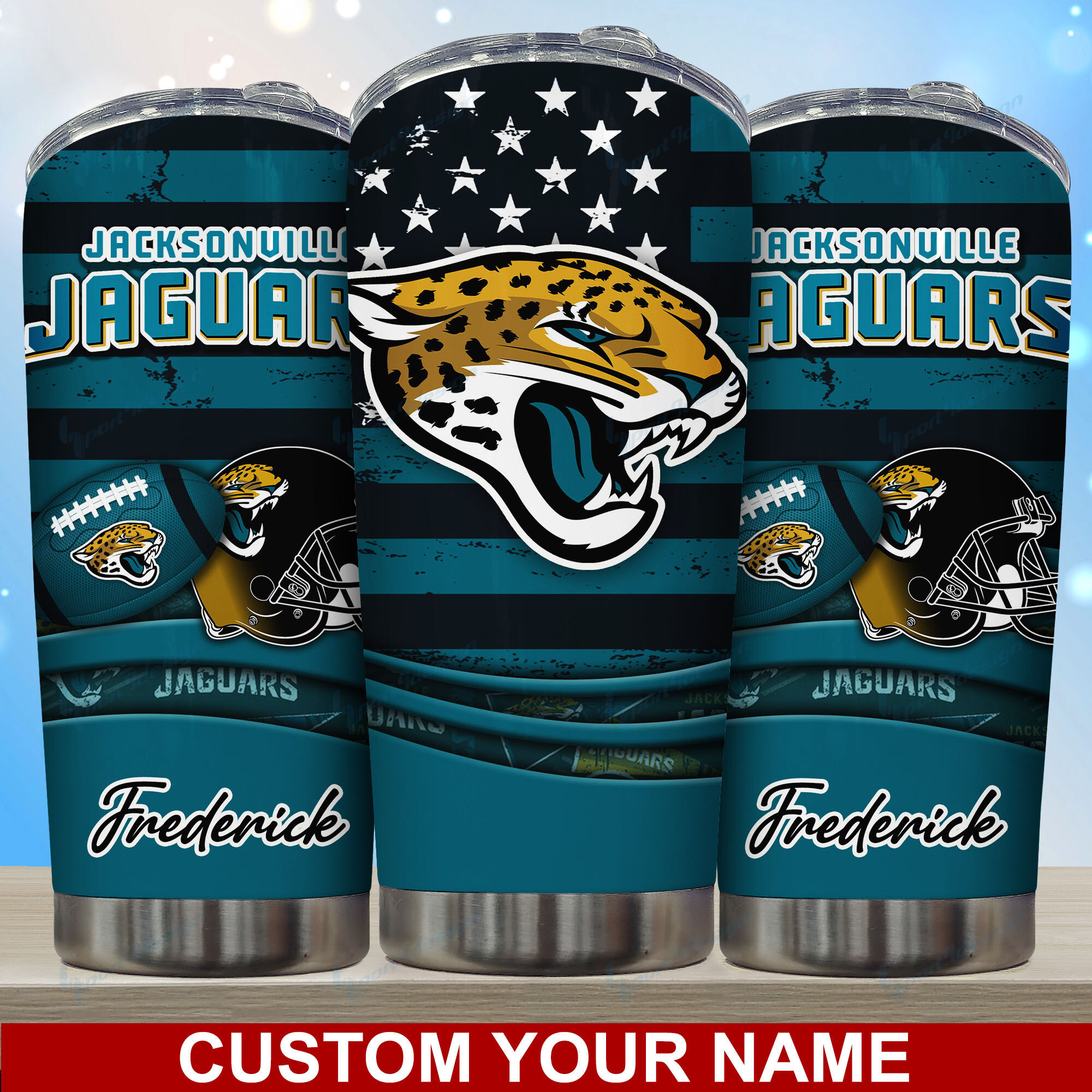 Jacksonville Jaguars Insulated Tumbler - Custom Name, Keeps Drinks Hot or Cold