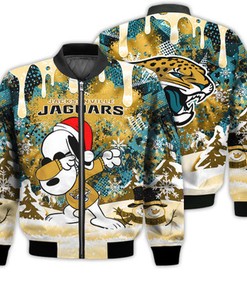 Jacksonville Jaguars Snoopy Dabbing The Peanuts Sports Football American Christmas Dripping Matching Gifts Unisex 3D Bomber Jacket