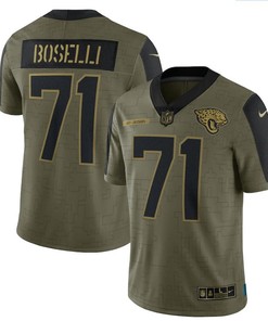 Jacksonville Jaguars Tony Boselli 71 Nfl Olive 2021 Salute To Service Retired Player Limited Men Jersey For Jaguars Fans
