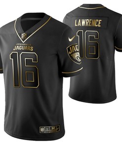 Jacksonville Jaguars Trevor Lawrence 16 2021 Nfl Golden Brandedition Black Jersey Gift For 49ers Fans