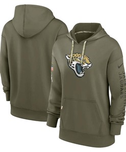Jacksonville Jaguars Women's 2022 Salute To Service Performance Pullover Hoodie - Olive