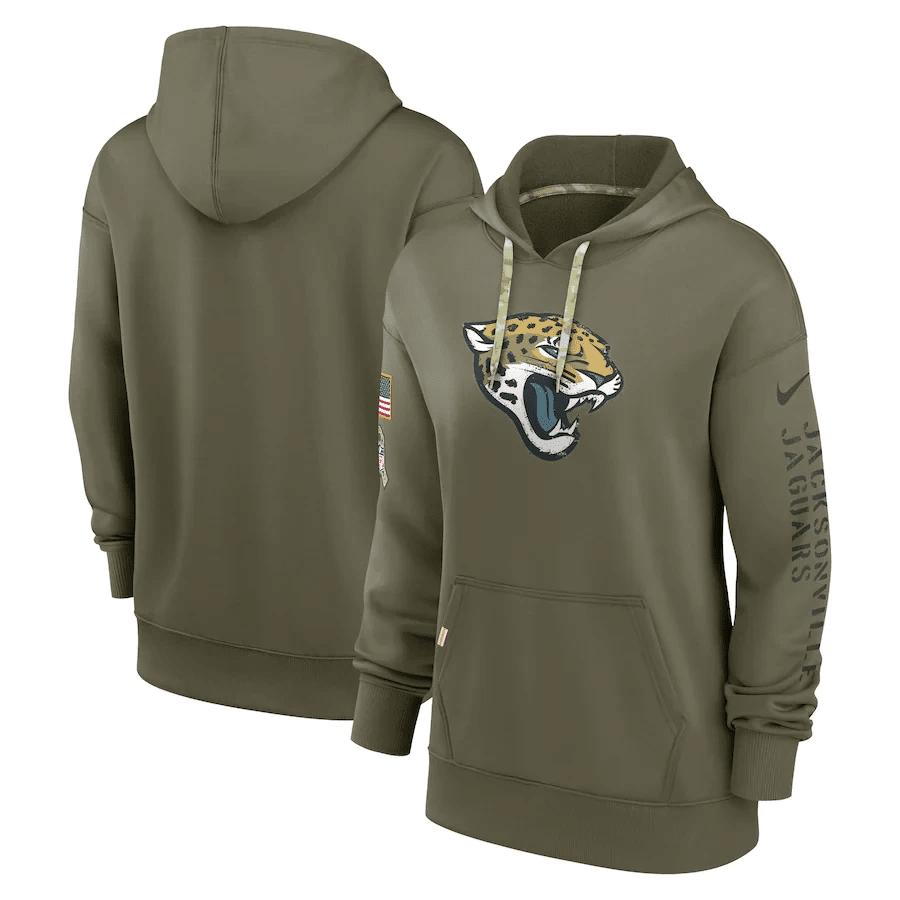 Jacksonville Jaguars Women's 2022 Salute To Service Performance Pullover Hoodie - Olive