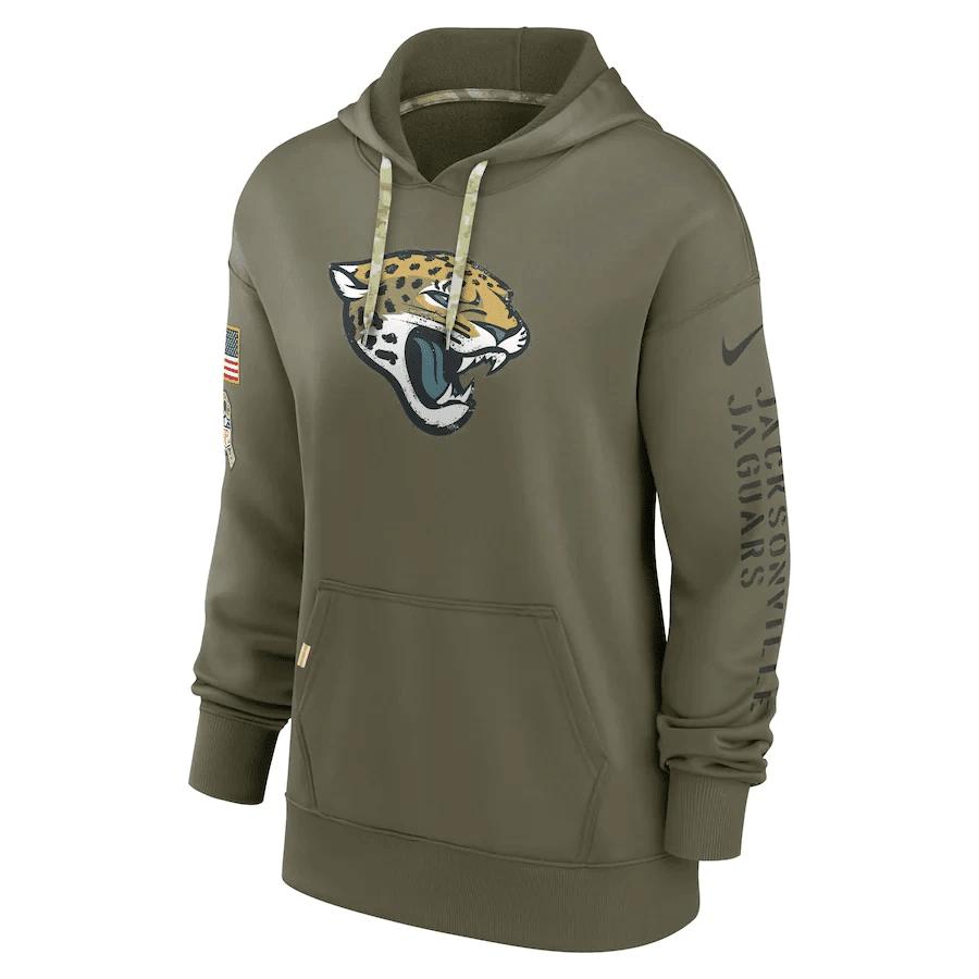 Jacksonville Jaguars Women's 2022 Salute To Service Performance Pullover Hoodie - Olive