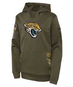 Jacksonville Jaguars Youth 2022 Salute To Service Performance Pullover Hoodie - Olive
