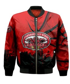 Jacksonville State Gamecocks Bomber Jacket Basketball Net Grunge Pattern- NCAA
