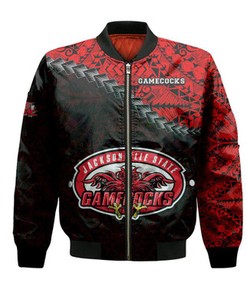 Jacksonville State Gamecocks Bomber Jacket Grunge Polynesian Tattoo- NCAA