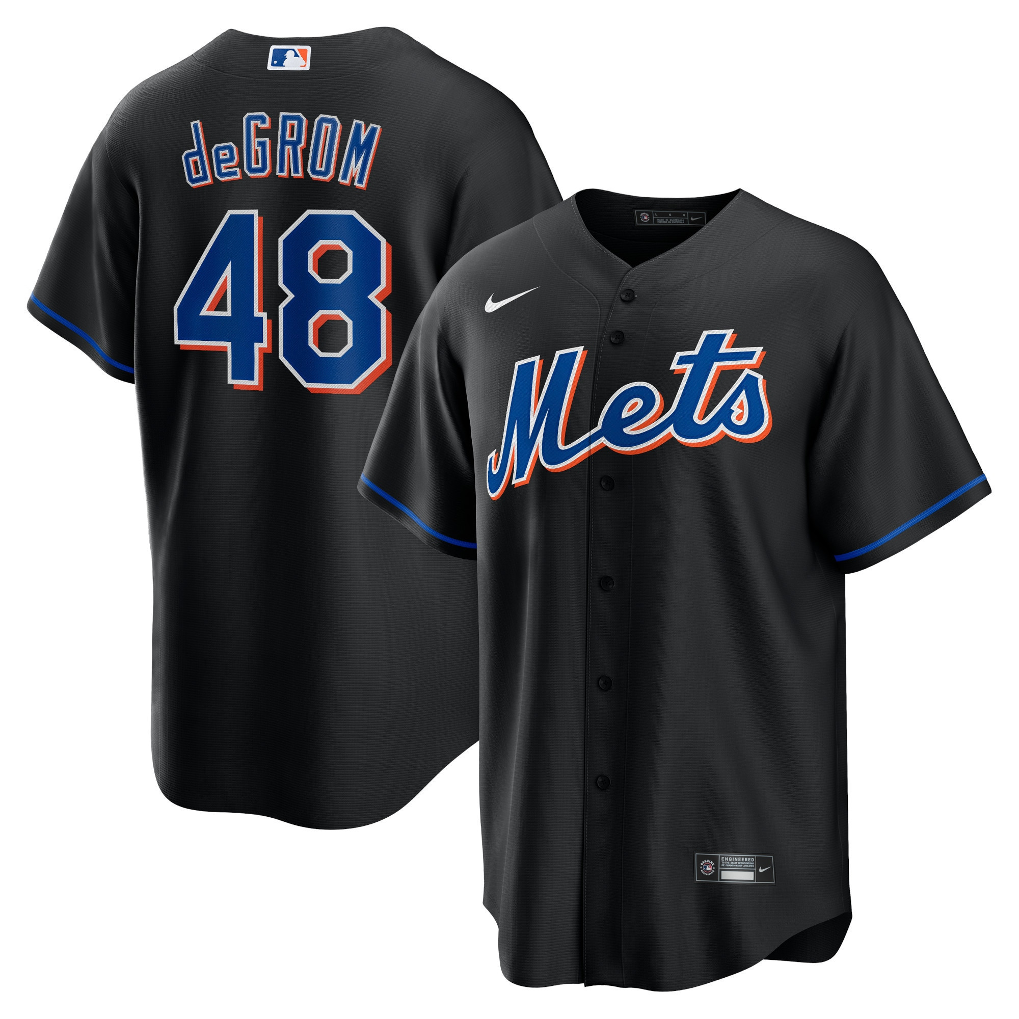 Jacob Degrom New York Mets 2022 Alternate Replica Player Jersey - Black Mlb