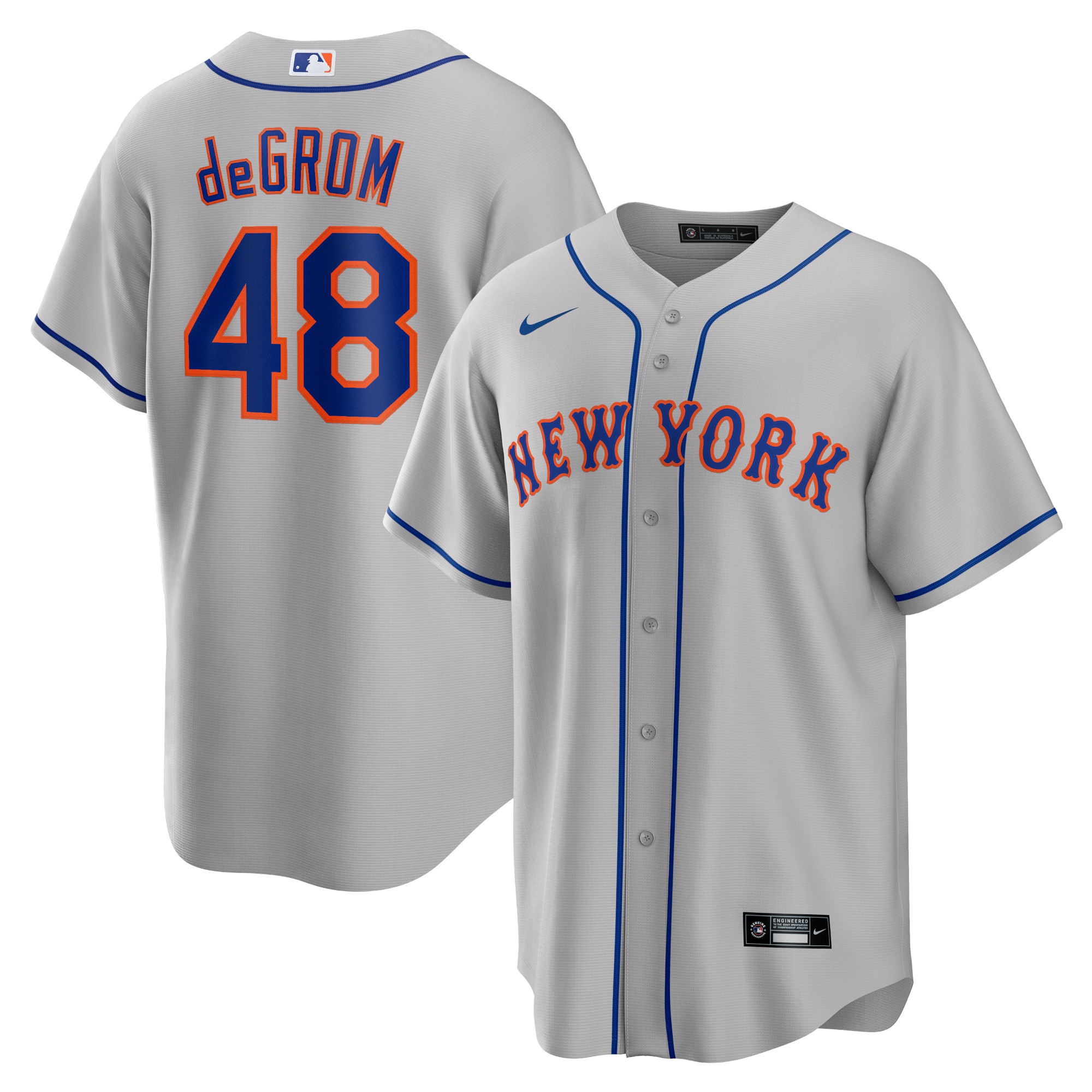Jacob Degrom New York Mets Road Replica Player Name Jersey Gray Mlb
