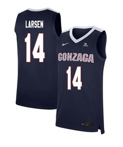 Jacob Larsen 14 Gonzaga Bulldogs Elite Basketball Men Jersey - Navy