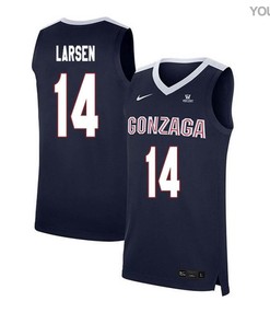 Jacob Larsen 14 Gonzaga Bulldogs Elite Basketball Youth Jersey - Navy