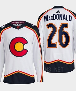 Jacob MacDonald 26 Reverse Retro 2.0 2022 Colorado Avalanche White Jersey Primegreen