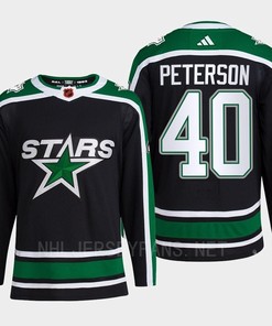 Jacob Peterson 40 Reverse Retro 2.0 2022 Dallas Stars Black Jersey Pro Primegreen