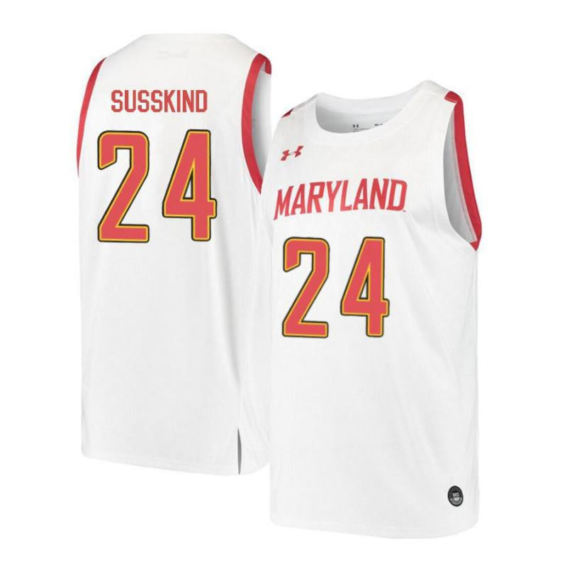 Jacob Susskind 24 Maryland Terrapins Retro Basketball Men Jersey - White