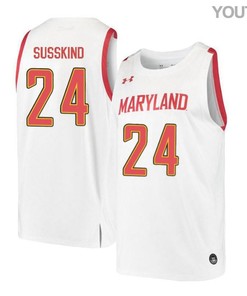 Jacob Susskind 24 Maryland Terrapins Retro Basketball Youth Jersey - White