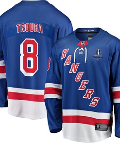 Jacob Trouba 8 New York Rangers Stanley Cup 2023 Playoffs Patch Home Breakaway Men Jersey - Blue