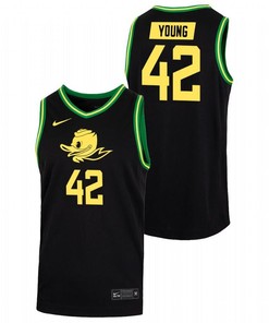 Jacob Young 42 Black Oregon Ducks 2022 College Basketball Duck Face Jersey