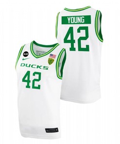 Jacob Young 42 Oregon Ducks 2022 BLM Patch Men Jersey College Basketball White