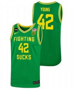 Jacob Young 42 Oregon Ducks Throwback Jersey 2022 College Basketball Green