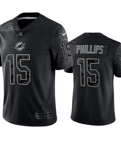Jaelan Phillips 15 Miami Dolphins Black Reflective Limited Jersey - Men