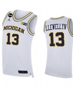 Jaelin Llewellyn 13 Michigan Wolverines Uniform Jersey 2022-23 College Basketball White