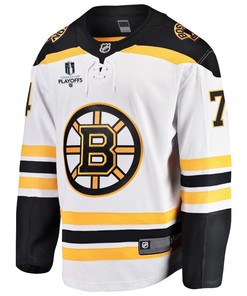 Jake DeBrusk 74 Boston Bruins Stanley Cup 2023 Playoffs Patch Away Breakaway Men Jersey - White