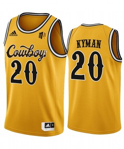 Jake Kyman 20 Wyoming Cowboys Gold Jersey 2022-23 College Basketball