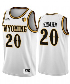 Jake Kyman 20 Wyoming Cowboys White Jersey 2022-23 College Basketball