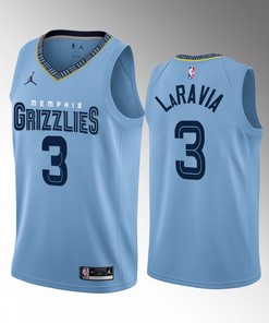 Jake LaRavia 3 2022-23 Memphis Grizzlies Blue City Edition Jersey