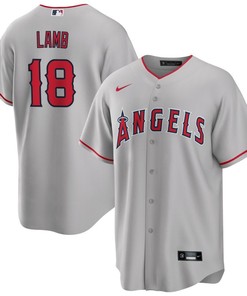 Jake Lamb 18 Los Angeles Angels Gray Road Jersey - Men Gray