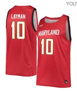 Jake Layman 10 Maryland Terrapins Retro Basketball Youth Jersey - Red