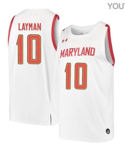 Jake Layman 10 Maryland Terrapins Retro Basketball Youth Jersey - White