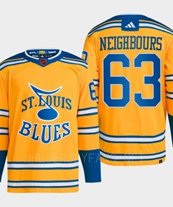 Jake Neighbours 63 Reverse Retro 2.0 2022 St. Louis Blues Yellow Jersey Primegreen