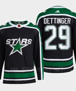 Jake Oettinger 29 Reverse Retro 2.0 2022 Dallas Stars Black Jersey Pro Primegreen